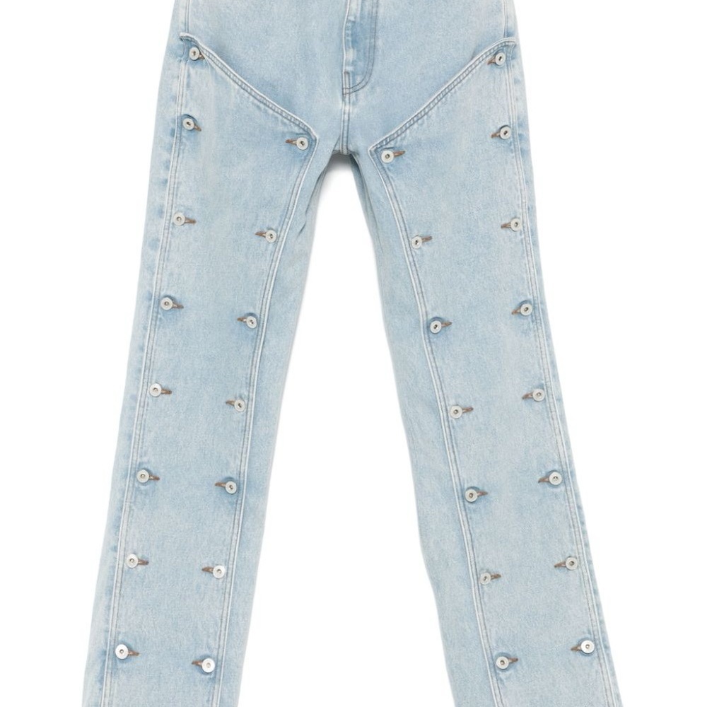 Light Blue Women's Jeans with Eyelet Detailing